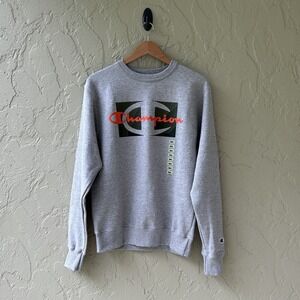 Champion Power Blend Men's Small Gray Crew Neck Long Sleeve Sweatshirt Top NWT